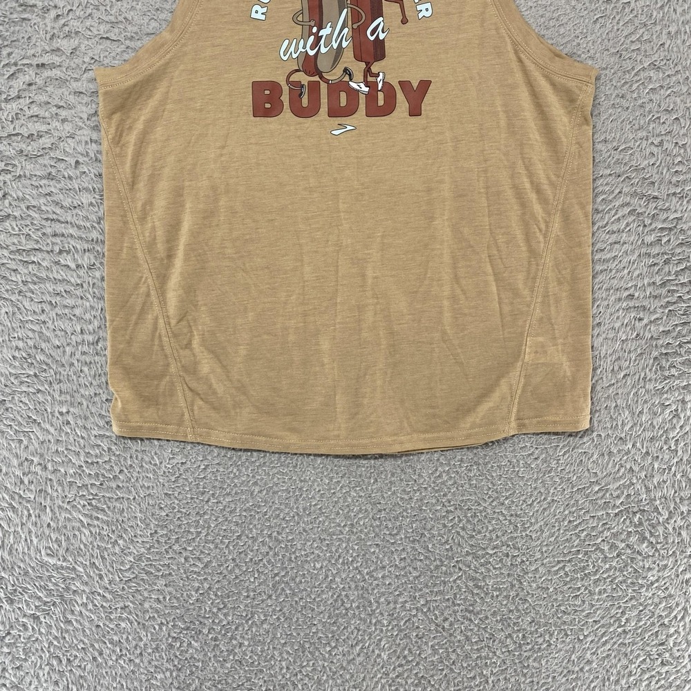 Brooks Hot Dog Tank Top Womens Medium Beige Running Buddy Funny Workout - Picture 2 of 15